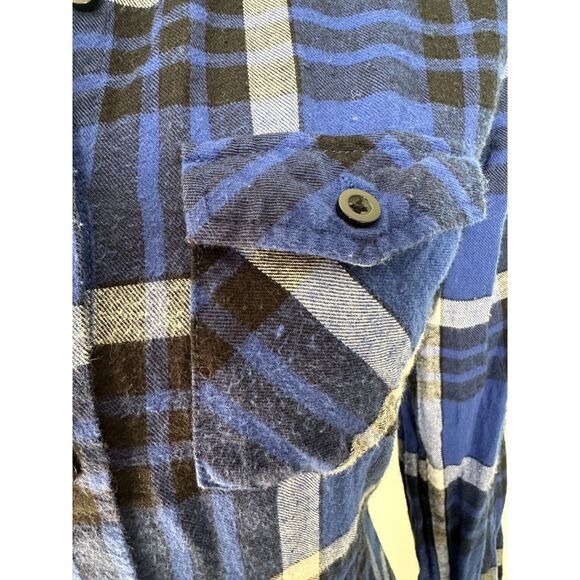Y2k Nollie Blue Plaid Button-Down Flannel Shirt size Small - Picture 7 of 7